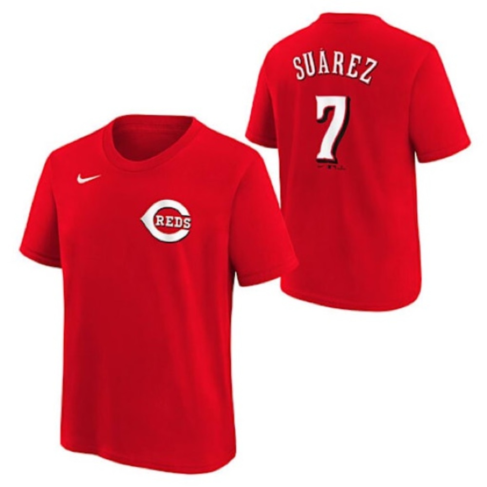Cincinnati Reds Boys Red Eugenio Suarez Short Sleeve Player T Shirt NWT # 7 Nike